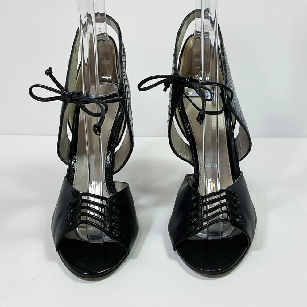 Jason Wu Runway Billie Snake Print Leather Cutout High Heel Sandals - Picture 4 of 10